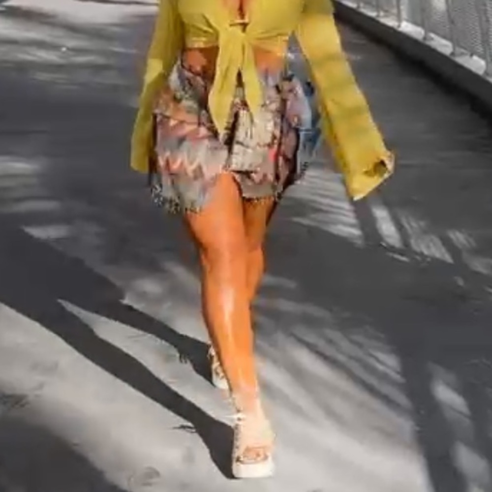 Tribal mini full skirt with wrap front- multi color